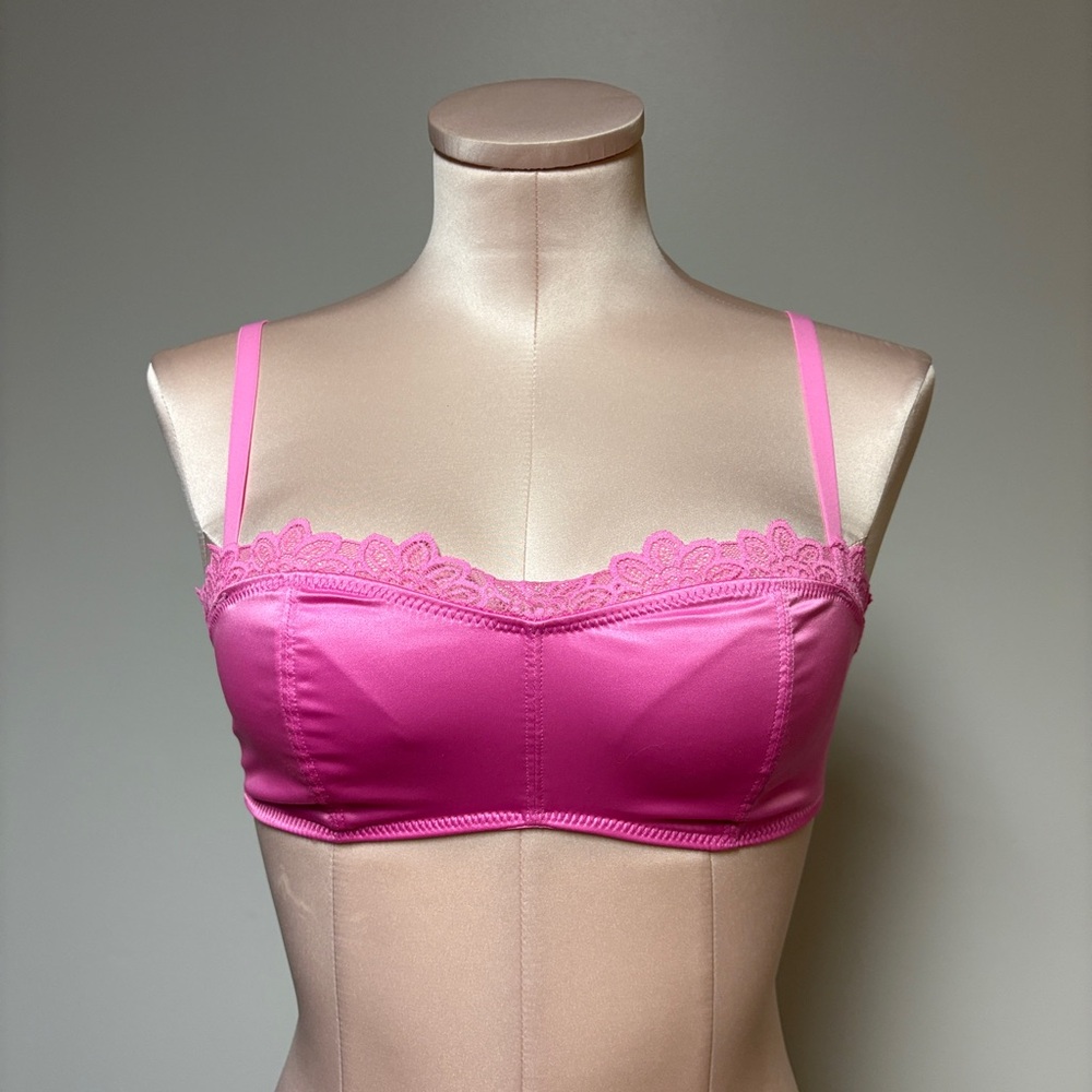 Victoria's Secret Hot Pink Lace Trim Bandeau Bra
